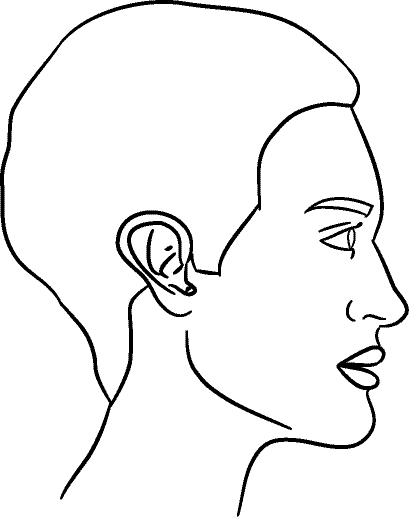 Line drawing of Right Profile (subject is facing observer's right) - Lips Relaxed, Centric Occlusion