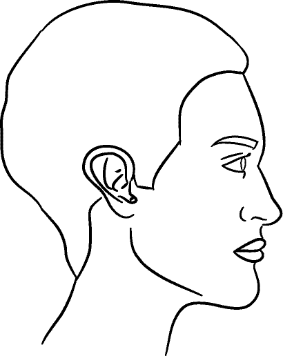 Line drawing of Right Profile (subject is facing observer's right) - Lips Closed, Centric Occlusion