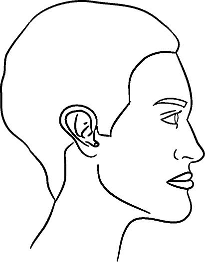 Line drawing of Right Profile (subject is facing observer's right) - Mandible Postured Forward