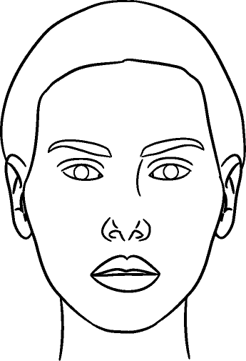 Line drawing of Full Face - Lips Relaxed, Centric Occlusion