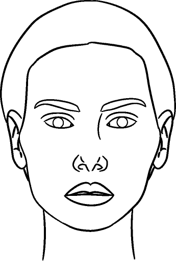 Line drawing of Full Face - Lips Relaxed, Centric Relation