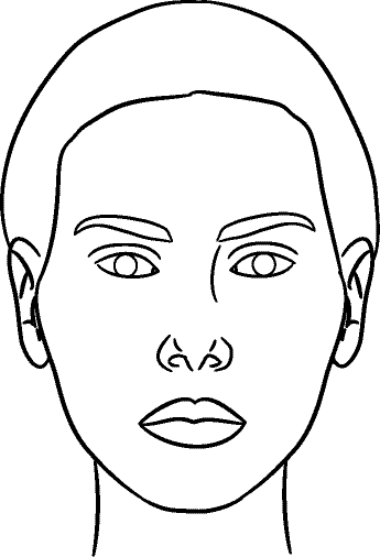 Line drawing of Full Face - Lips Closed, Centric Occlusion