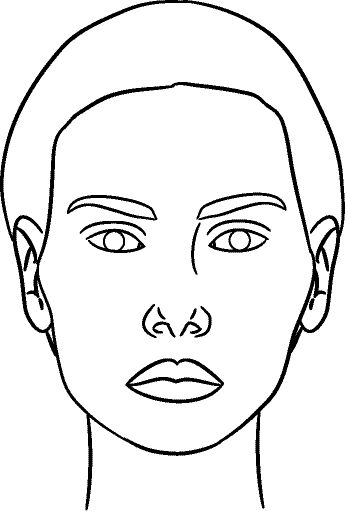 Line drawing of Full Face - Lips Closed, Centric Relation