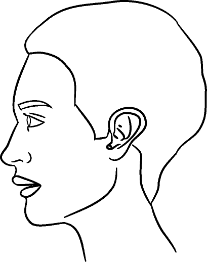 Line drawing of Left Profile (subject is facing observer's left) - Lips Relaxed, Centric Relation