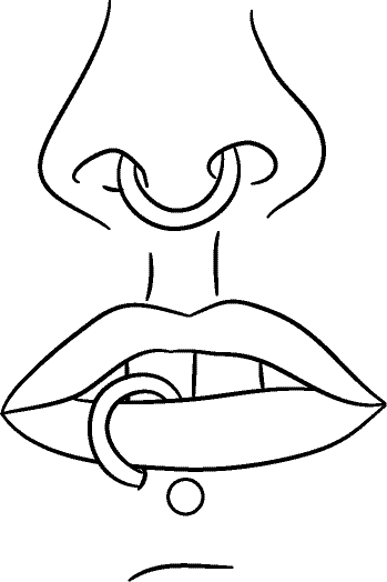 Line drawing of Other Face - Forensic Interest (tattoos, jewelry, scars)