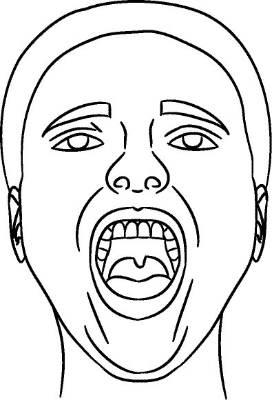 Line drawing of Full Face - Mouth Open